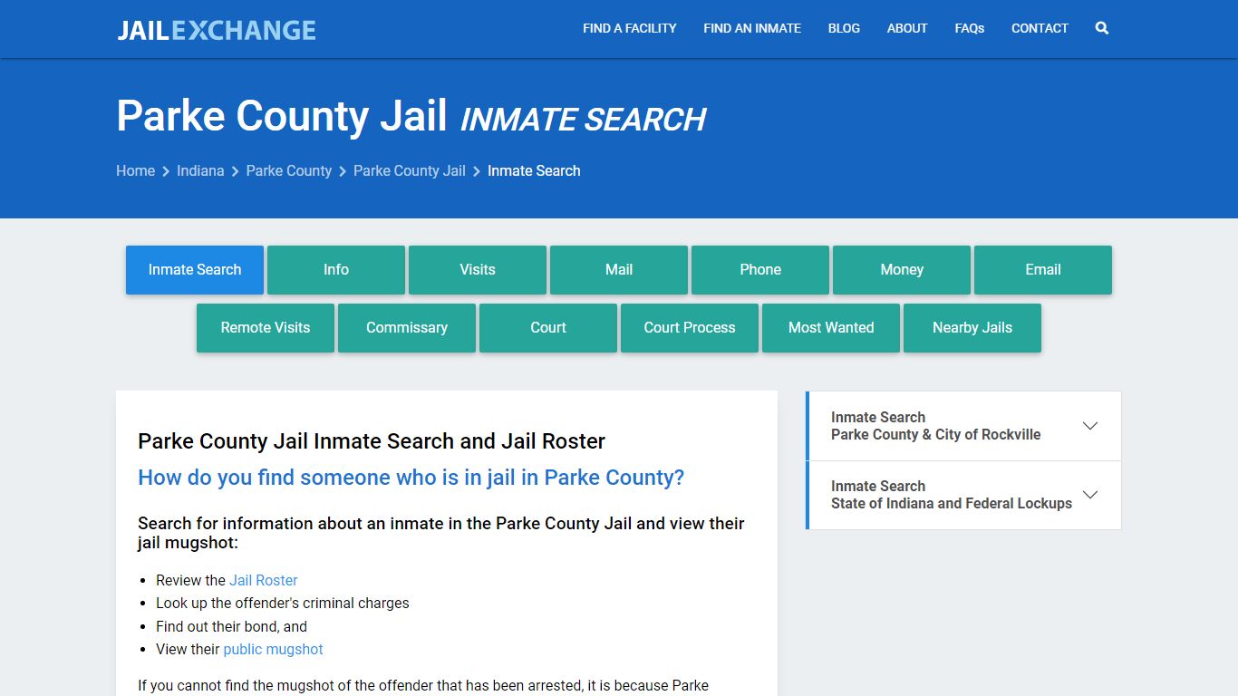 Inmate Search: Roster & Mugshots - Parke County Jail, IN - Jail Exchange